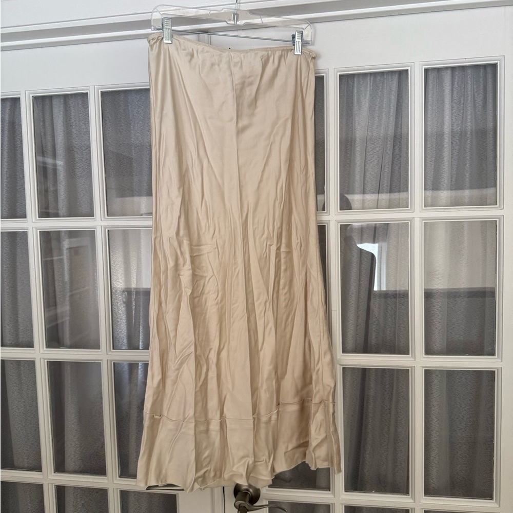 Banana Republic Beige Satin Midi Skirt